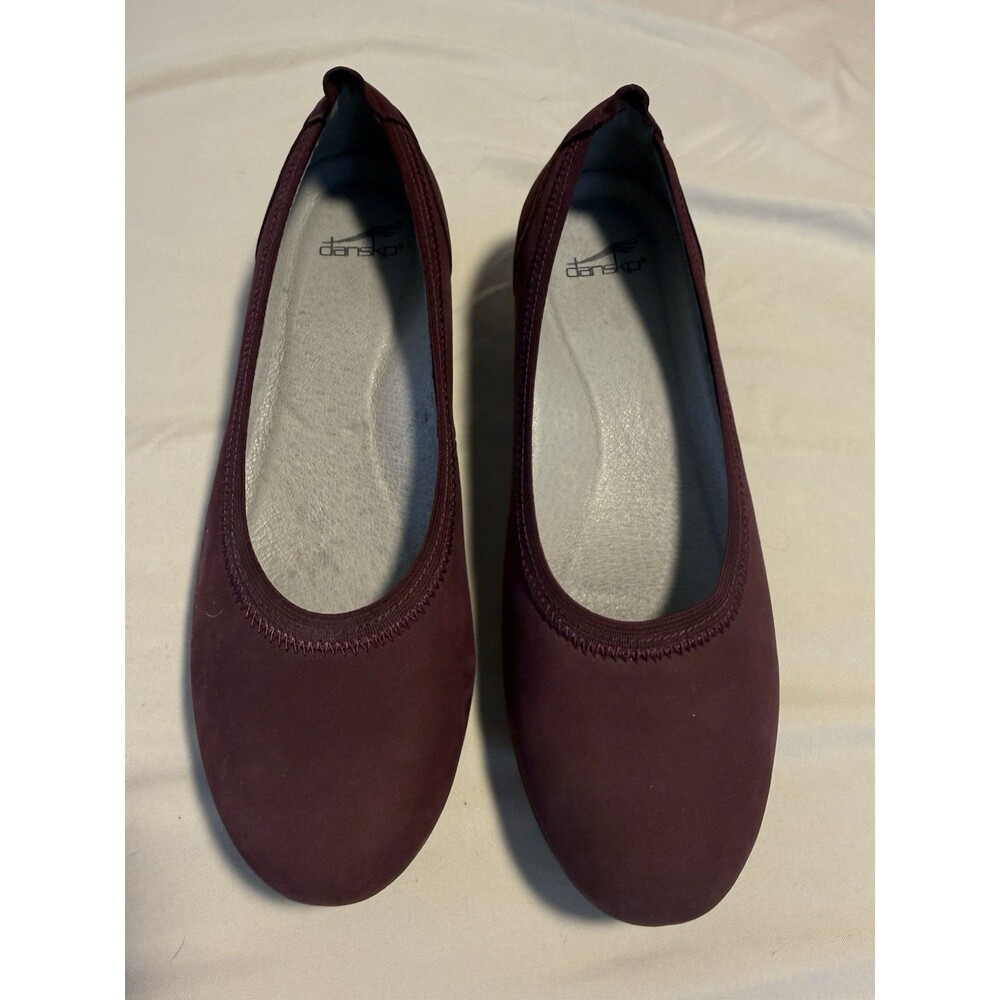 Dansko Womens Kristen Milled Nubuck Burgundy Wedge Comfort Shoes Size 39 8.5/9